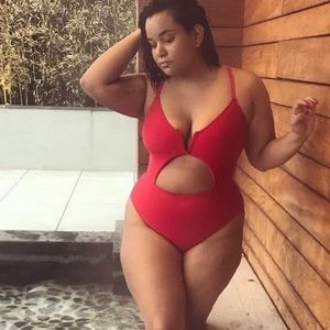 Red one piece swimsuit